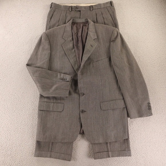 Corneliani Other - Corneliani Suit L 44R Gray Birdseye Check 100% Wool Made in Italy Pleated 36x30